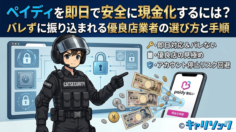 ペイディを即日で安全に現金化するには？バレずに振り込まれる優良店業者の選び方と手順