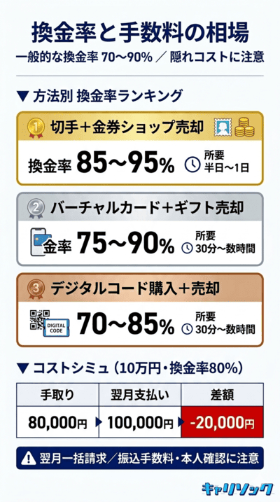 現金化の換金率と手数料の相場｜auかんたん決済現金化