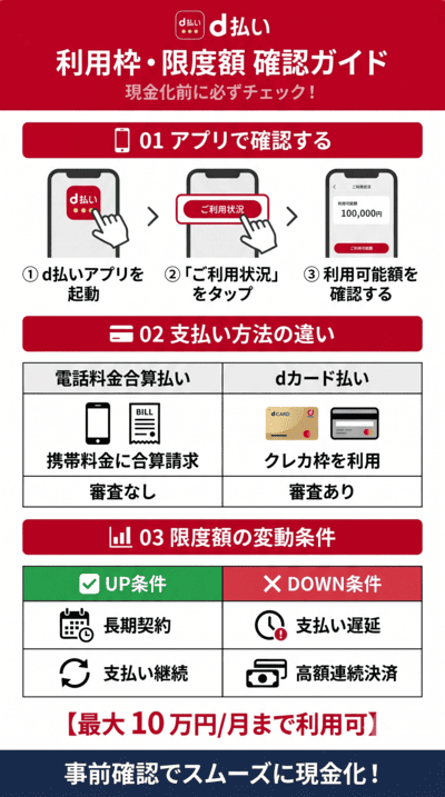 d払い（ドコモ払い）の利用枠と限度額の確認方法
