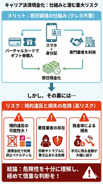 カードなしで即日調達？キャリア決済現金化の仕組みと潜むリスク