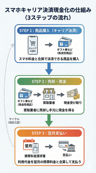 キャリア決済現金化の基本的な仕組み