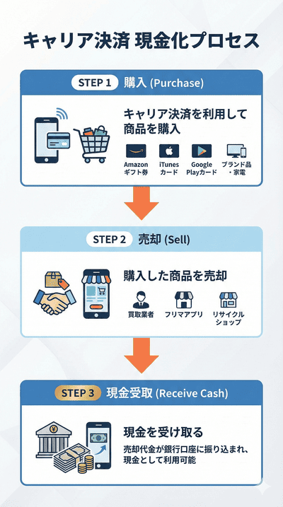 キャリア決済現金化の流れ