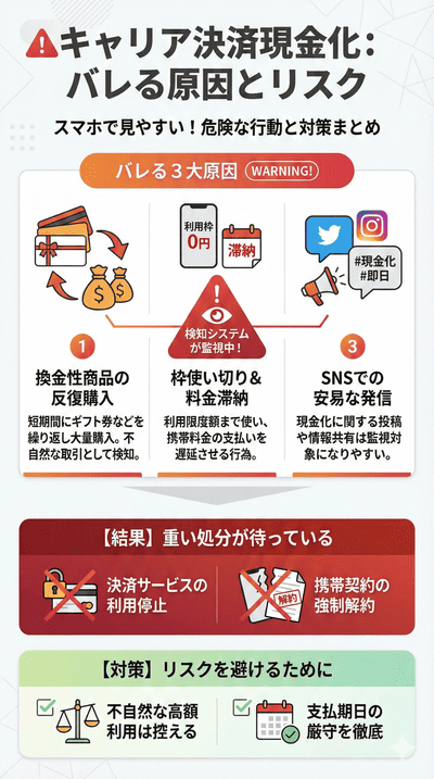 キャリア決済現金化がバレる原因のまとめ