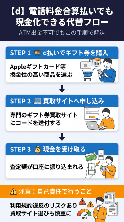 【代替案】電話料金合算払いのd払いを現金化したい場合