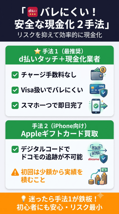 おすすめな2つの安全な現金化手法