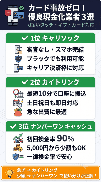 安全に利用できる優良現金化業者リスト