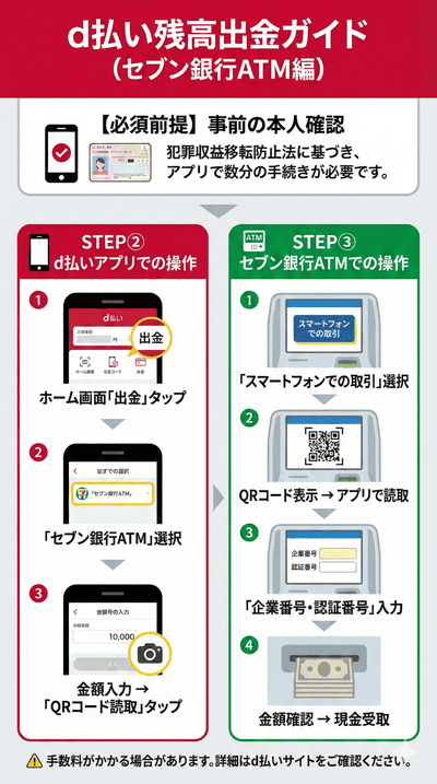d払いをセブン銀行ATMで現金化(出金)する具体的な手順