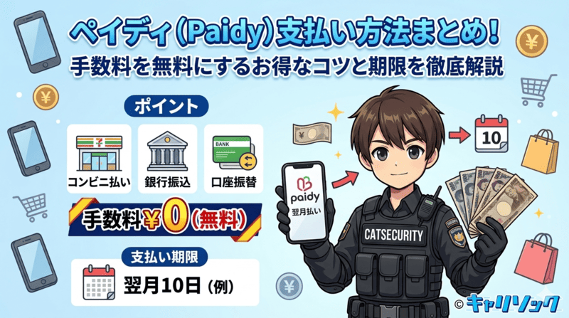 ペイディ（Paidy）の支払い方法まとめ！手数料を無料にするお得なコツと期限を徹底解説