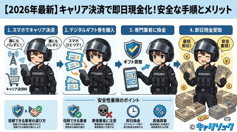 【2026年最新】キャリア決済をネットで安全に即日現金化する方法とメリット