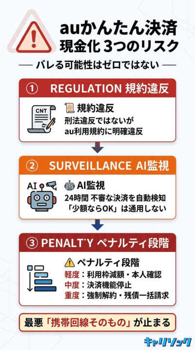 auかんたん決済の現金化はバレる？知っておくべきリスク