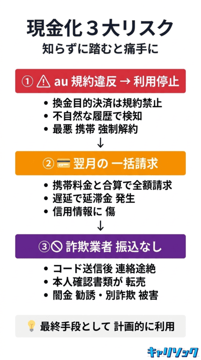 現金化における注意点と規約違反のリスク