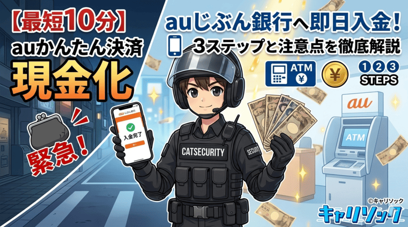 【最短10分】auかんたん決済の現金化で「auじぶん銀行」へ即日入金！3ステップと注意点