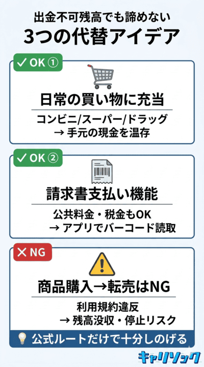 現金化できない場合の代替アイデア｜auペイ現金化ローソン