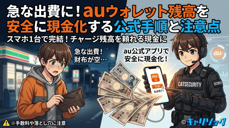 急な出費に！auウォレット(au PAY)残高を安全に現金化する公式手順と注意点