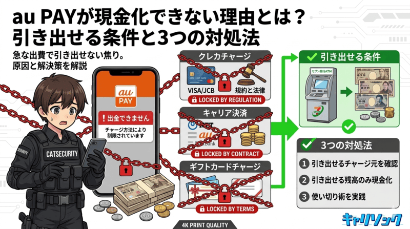 au PAYが現金化できない理由とは？引き出せる条件と3つの対処法