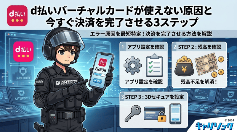 d払いバーチャルカードが使えない原因と今すぐ決済を完了させる3ステップ