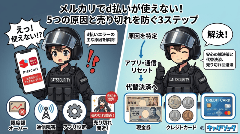 メルカリでd払いが使えない！5つの原因と売り切れを防ぐ3ステップ
