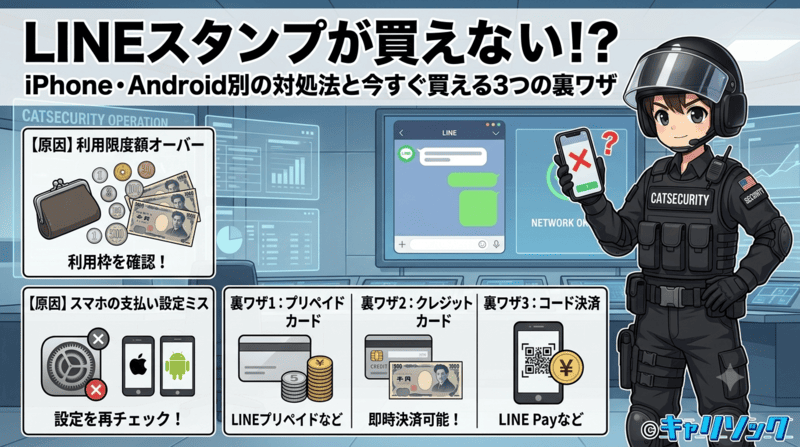 LINEスタンプをキャリア決済で買えない原因は？iPhone・Android別の対処法とすぐ買える3つの裏ワザ