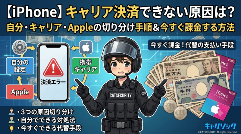 【iPhone】キャリア決済できない原因は？Apple・キャリア・自分の切り分け手順と今すぐ課金する方法