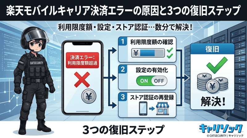 楽天モバイルキャリア決済エラーの原因と3つの復旧ステップ